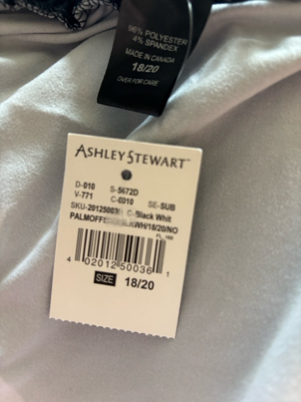 Ashley Stewart blk white Palm Off-Shoulder flare mid sleeve dress size 18/20 - Picture 9 of 10